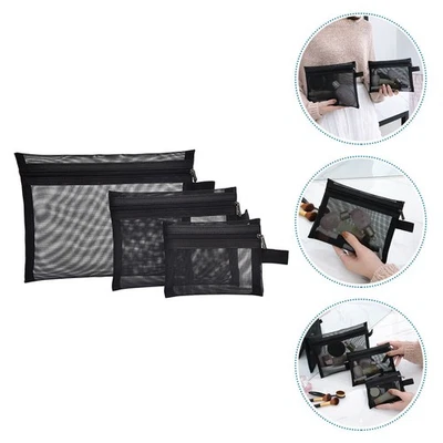  3 Pcs Sac De Toilette Voyage Trousse Maquillage Portable Transparente - Photo 1/4