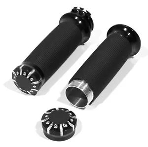 Aluminum Grips Black Billet Custom Contour Chrono f Harley-Davidson Handlebar Turn Signal - Picture 1 of 3