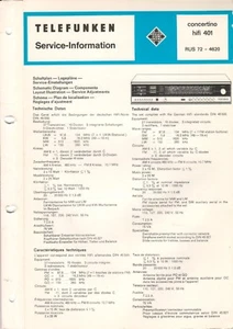 TELEFUNKEN - concertino hifi 401 - Service Information Schaltplan - B6440 - Bild 1 von 2