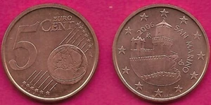 SAN MARINO 5 EURO CENT 2006-R BU 1st TYPE,THE FIRST TOWER GUAITA TOWER AROUND IT - Picture 1 of 1