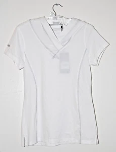NWT PING Performance Women's White Hooded Cross Neck SS Pullover Golf Shirt sz S - Picture 1 of 8