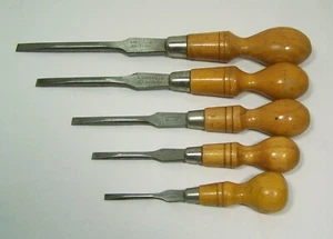 Sheffield, England Schraubendreher Holzgriffe Holzbearbeitung Schrank Vintage 5 LOT - Bild 1 von 5