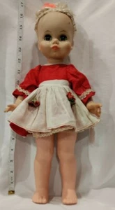 Vintage Egee 18", Platinum Hair Blue Eyes. Dress, Apron, & Undies - Picture 1 of 9