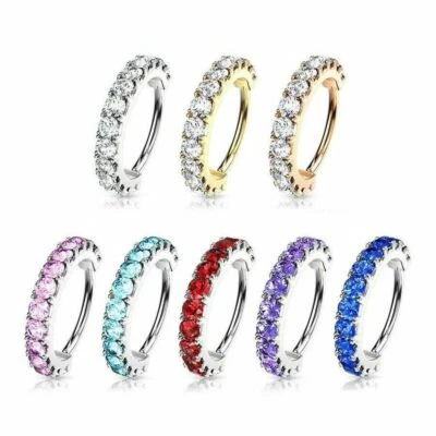 Gem Hoop Nose Lip Cartilage Earrings Helix Daith Rook Tragus Orbital Conch Rings - Image 1 of 2