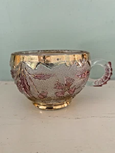 Esquisite EAPG Glass Punch Cup Hand Painted Gold Edge FREE SHIPPING - Picture 1 of 7