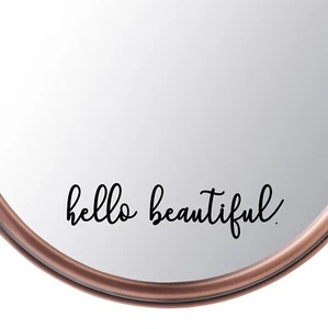 Hello Beautiful Mirror Sticker Small Mirror Decal Inspirational Décor - Picture 1 of 3