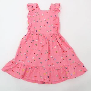 Hanna Andersson Girls Dress 6-8 120 Pink Sleeveless Birds Ruffles - Picture 1 of 7