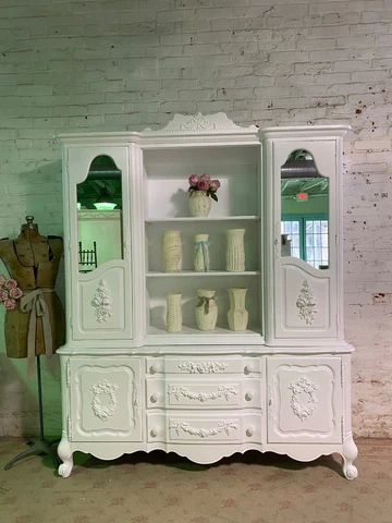 Painted Cottage Shabby Chic French Provincial China Cabinet Cover