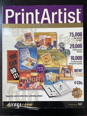 Print Artist Gold computer set Version 8.0 Sierra Home 1999 PC - Image 1 of 4