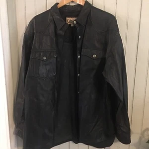 Cody Men's Black Leather Jacket  XL 42 Chest Buttons - Picture 1 of 4