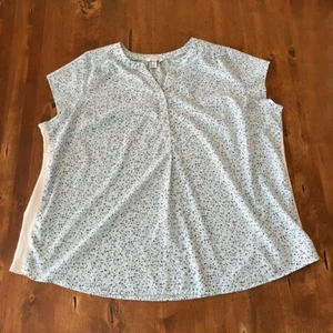 Blusa de mujer Croft & Barrow 3X azul lunares manga corta Henley Plus - Imagen 1 de 5