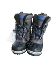 TOTES schwarz isoliert Winter Schnee gefüttert Stiefel Größe 6 Kleinkind Neu mit Etikett blaue Akzente - Bild 1 von 10