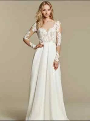 HAYLEY PAIGE ИМБИРЬ 1604 ОБРАЗЕЦ ПРОДАЖИ МЯЧ ПЛАТЬЕ С ДЛИННЫМ РУКАВОМ ИЛЛЮЗИЯ СЛОНОВОЙ КОСТИ SZ 10 - Изображение 1 из 3