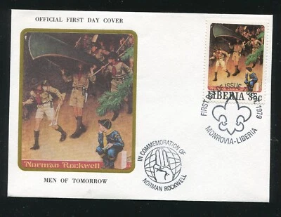 Norman Rockwell, Men of Tomorrow First Day Cover FDC, Liberia - Image 1 of 4