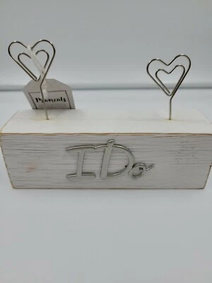 Malden Moments 系列 2 心图片夹木质装饰“I Do”全新 6 英寸 x 1.5 — 第 1/4 张图片