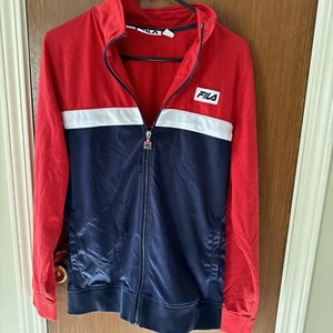 FILA Track Men's Small Zip Up Jacket Blue Red White 100% polyester Soccer Track - Picture 1 of 7