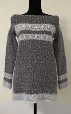 Anthropologie Sleeping on Snow Faroe Fair Isle Gray Sweater Size M 
