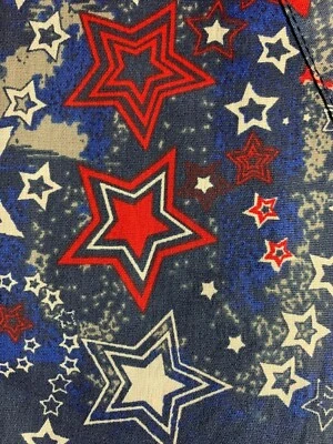 TAFFORD SCRUB TOP SIZES: XS, S, RED WHITE & BLUE PATRIOTIC STARS NWT NURSE CNA - Image 1 of 4