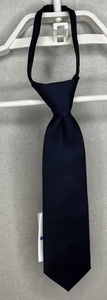 XMI Boys Tie Navy 11 Inch 2.5 In Pre-tied Adjustable Neck Solid Blue Wedding NEW - Picture 1 of 9