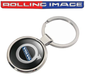 NEW Chrome Metal Volvo Logo key ring - Black and gray epoxy emblem key chain - Picture 1 of 1