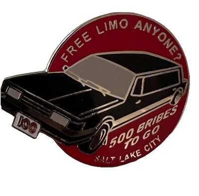 2002 SALT LAKE CITY OLYMPIC 500 BRIBES TO GO LIMO LIMITED EDITION PIN/PINS #/500 - Image 1 of 2