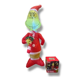 Grinch Gemmy inflable soplado por aire con bastón de caramelo rojo y blanco 4 pies de alto Navidad - Imagen 1 de 21