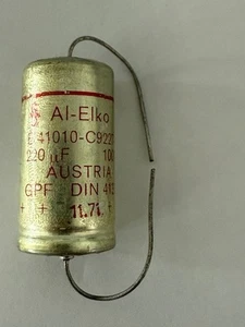 220uF 100V 220MFD Axial Capacitor B41010-C9227-T 85C 18x35mm - Picture 1 of 1