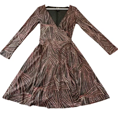 Vestido Max & Cleo Mujer Pequeño Negro Rosa Amarillo Estampado Envolvente Elegante Femenino Foto 1 de 4