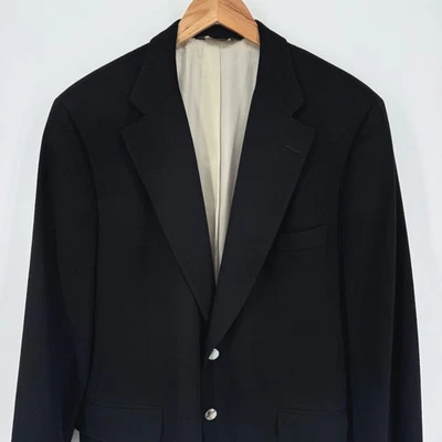 Vintage Paul Stuart Mens 100% Cashmere Black Blazer Sport Coat 42R Metal Button - Image 1 of 4