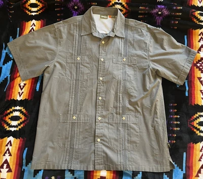 Howler Brothers $135 Guayabera Gray 4 Pocket Mexican Surf Beach Shirt Sz L - Image 1 of 4