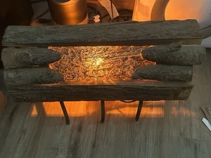 Retro 24" Elektrisch Faux Brennholz Scheite Dekorativer Kamineinsatz & Gestell - Bild 1 von 12