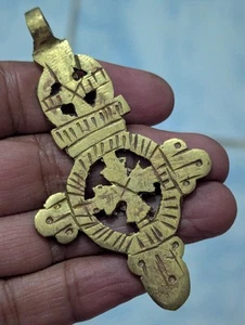 Colgante Cruz Oro Copto Ortodoxo Hecho a Mano Etiopía Joyería Africana Religiosa - Imagen 1 de 2