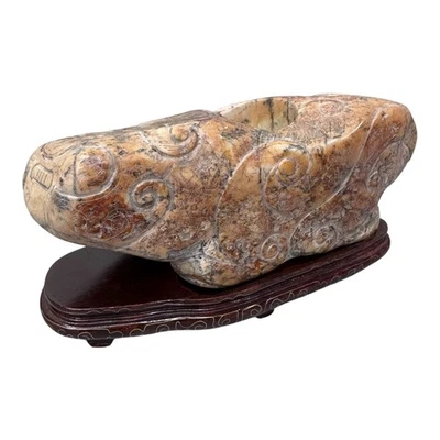 Hacha de piedra de jade antigua dinastía Ching animal mitológico tallado certificado c1820 Foto 1 de 4