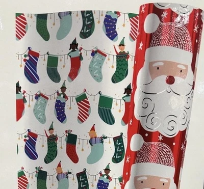 KIRKLAND SIGNATURE Kirkland Reversible Double Sided Foil Christmas Gift Wrapping Paper 36m