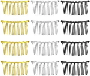 Metal Slide combs teeth gold silver black hair grip millinery 8cm x 4cm LOT - Picture 1 of 8