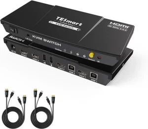 TESmart 2x1 HDMI KVM Switch 4K@60Hz 4:4:4 Ultra HD | 2 Port KVM Switcher 2 in 1 - Afbeelding 1 van 6