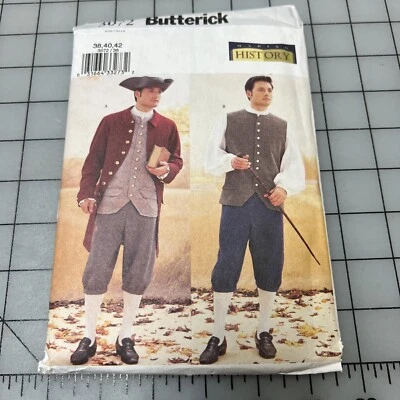 Butterick #3072 "Colonial Costume Pattern Men's 38 40 42"  Making History NEW - Image 1 of 4