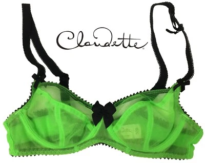 Claudette Dessous Women's Underwear Sexy Intimate Lingerie Mesh Bra Neon Green - Image 1 of 2