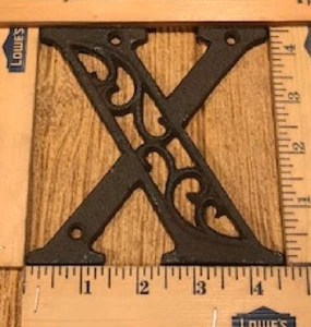 Letter "X" Ornate Cast Iron Filigree 4 5/8"tall by 4 5/8"wide Rustic 0557-X - Picture 1 of 24
