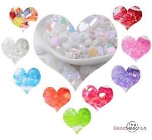 100 8mm Heart Beads Acrylic AB Rainbow Pearl Lustre Jewellery Making