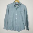 Peter England Mens Long Sleeve Button Shirt Size 39 Slim Fit Green Blue Check