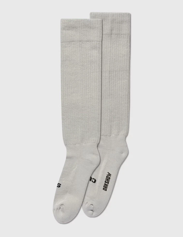 Meias longas Rick Owens DRKSHDW com nervuras pérola preta tamanho 3 novas com etiquetas - Imagem 1 de 4