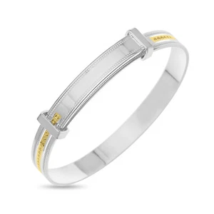 Sterling Silver Gold Bracelet Bangle Baby Girl Boy Vintage style Newborn Baptism - Picture 1 of 6
