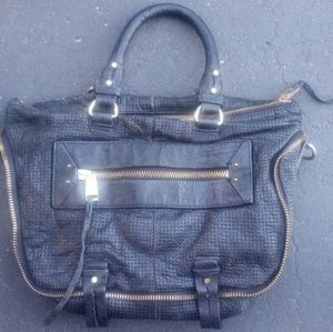 SHE + LO BLACK PERFORATED LEATHER PURSE - Picture 1 of 5