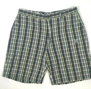 Cutter & Buck Men's Golf Shorts Size 36 Black Yellow Red Check 9'' Inseam - Picture 1 of 12