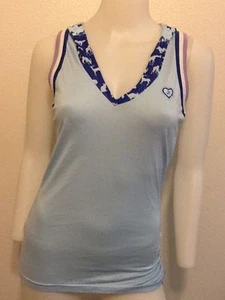 NWT LUXIRIE LIGHT BLUE LOGO HEART MORPHING SLEEVELESS TANK TOP JAPAN KAWAII M - Picture 1 of 8