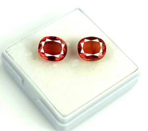Orange Spinel Burma Gemstone Pair 16 Ct 100% Natural Oval Cut AGI Certified - Picture 1 of 5