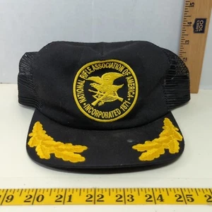 Vintage NRA National Rifle Association Trucker Hat Gold Leaf Logo Adjustable - Picture 1 of 9