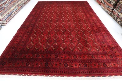 10 x 14 ft Oriental Red Larger Area Rug Afghan Hand Knotted Wool Tribal Rug - Image 1 of 4