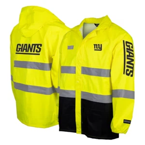 New York Giants Hi-Vis Safety Waterproof Rainshell Full-Zip Hooded Jacket Volt - Picture 1 of 5